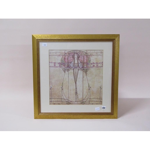 1282 - FRAMED COLOURED PRINT - ASTHETIC MOVEMENT, F/G, 36CM X 36CM