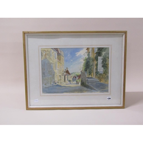 1289 - GORDON DAVEY - DORDOGNE, SIGNED AND TITLED WATERCOLOUR, F/G, 34CM X 38CM