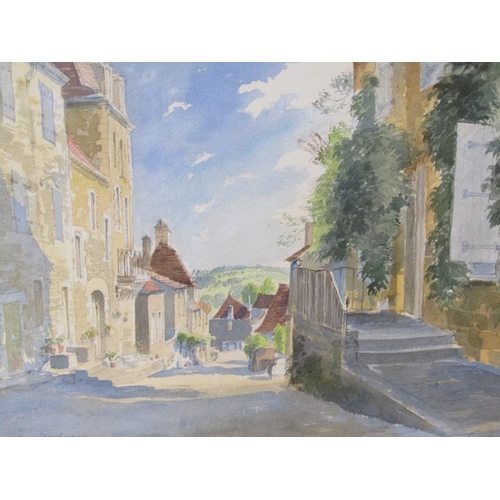 1289 - GORDON DAVEY - DORDOGNE, SIGNED AND TITLED WATERCOLOUR, F/G, 34CM X 38CM