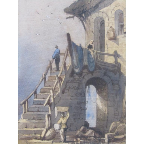 1310 - AFTER S PROUT - NEAR PLYMOUTH, WATERCOLOUR, F/G, 18CM X 12CM