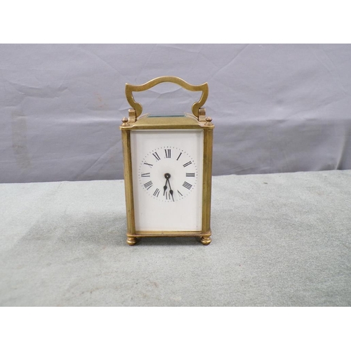 1488 - BRASS CARRIAGE CLOCK IN CASE, 14CM H