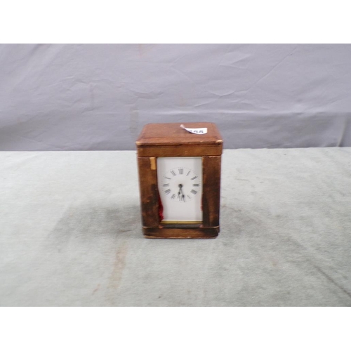 1488 - BRASS CARRIAGE CLOCK IN CASE, 14CM H