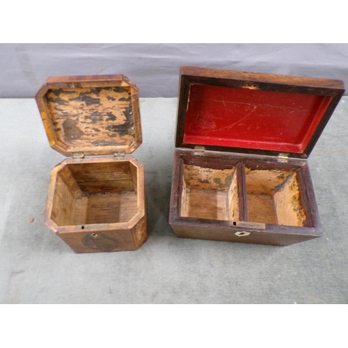 1489 - TWO GEORGIAN TEA CADDIES - ONE WITH SHELL MOTIF, 12CM W