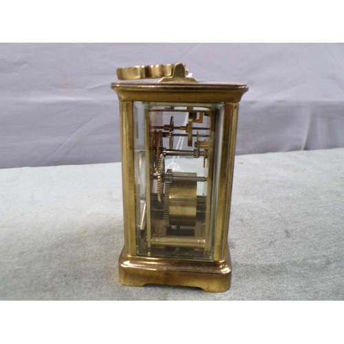 1491 - BRASS CARRIAGE CLOCK, 11CM H