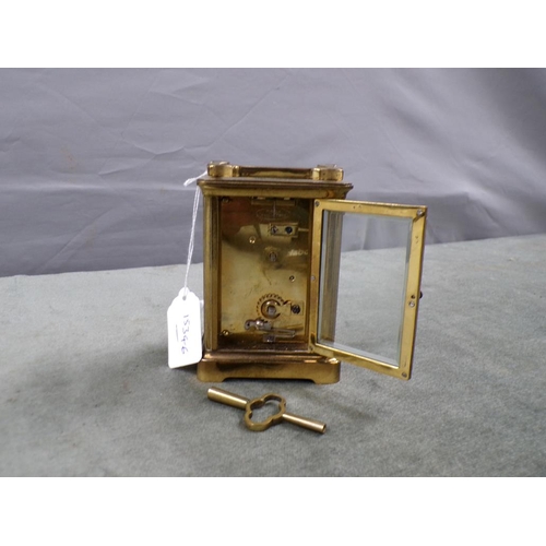 1491 - BRASS CARRIAGE CLOCK, 11CM H