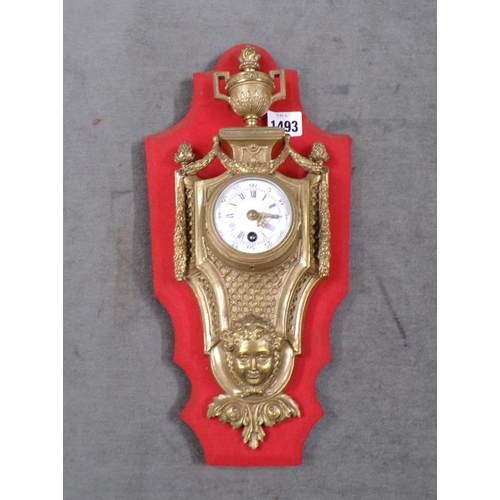 1493 - 19C FRENCH CARTEL TYPE CLOCK, 34CM L