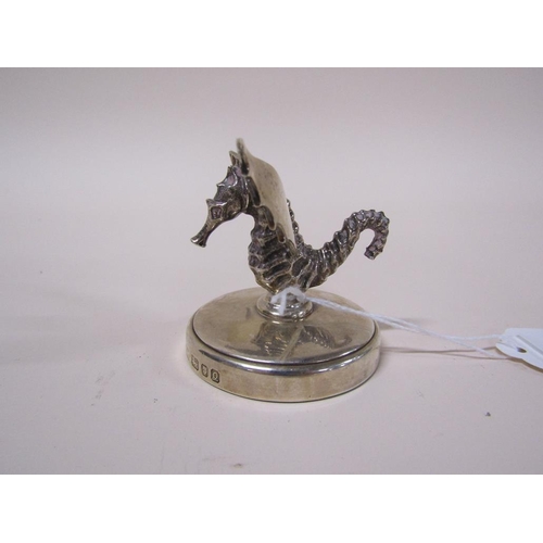 1501 - 20C SILVER CASED PAPERWEIGHT IN FORM OF A WINGED SEAHORSE, BIRMINGHAM 1990