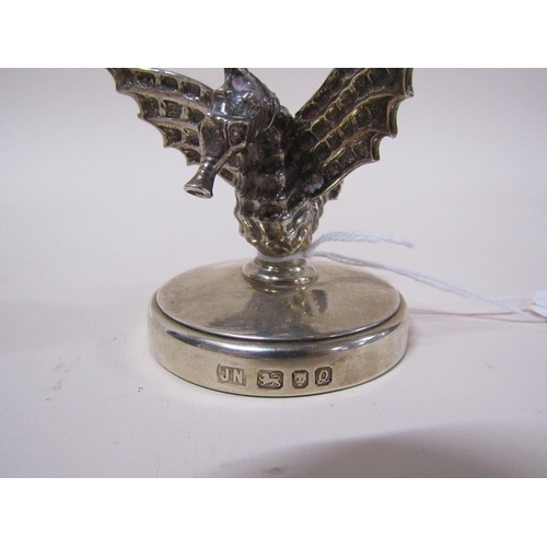 1501 - 20C SILVER CASED PAPERWEIGHT IN FORM OF A WINGED SEAHORSE, BIRMINGHAM 1990