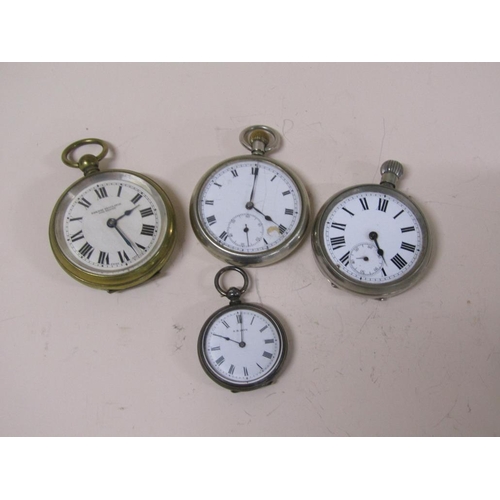 1529 - BOX OF POCKET WATCHES TO INCL RAILWAY REGULATOR, SILVER CASED WATCH ETC AND GILT AND WHITE METAL ALB... 