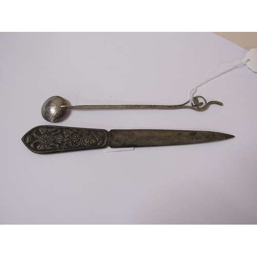 1542 - WHITE METAL AUSTRIAN LETTER OPENER, WHITE METAL SPOON