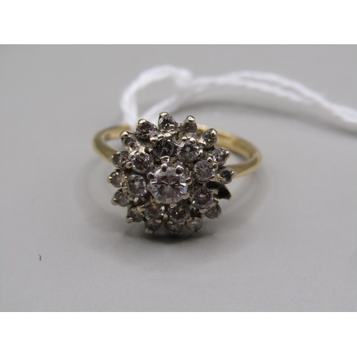 1558 - 18CT GOLD DIAMOND SET CLUSTER RING (ONE STONE MISSING), SIZE N