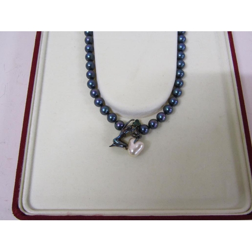 1631 - MAJORICA CULTURED PEARL NECKLACE WITH STONE SET PENDANT