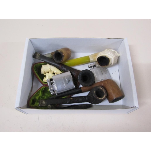 1632 - BOX OF PIPES; TWO RONSON LIGHTERS