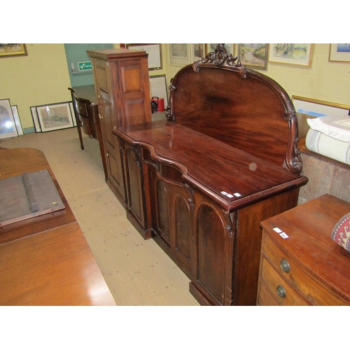 1913 - VICTORIAN MAHOGANY PANEL BACK SIDEBOARD, 152CM W, 155CM H