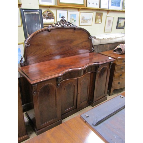 1913 - VICTORIAN MAHOGANY PANEL BACK SIDEBOARD, 152CM W, 155CM H