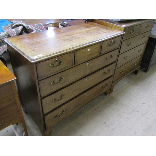 1919 - 19C MAHOGANY CHEST OF THREE SHORT AND THREE LONG GRADUATED DRAWERS ON BRACKET FEET, 121CM W, 98CM H