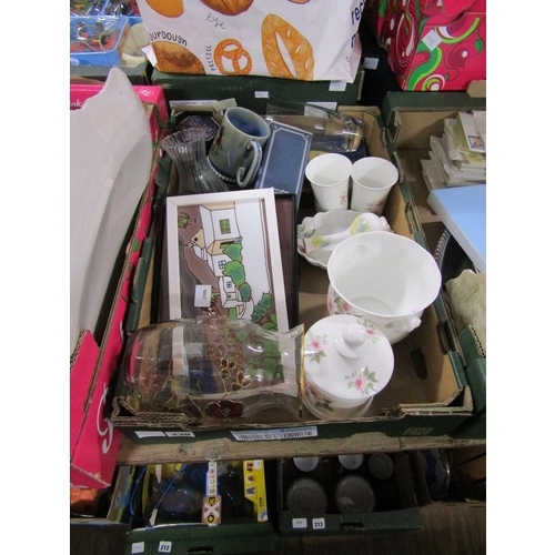 239 - BOX OF MIXED CERAMICS AND GLASSWARE TO INCL WADE