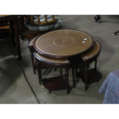 649 - NEST OF REPRO LEATHER TOP OCCASIONAL TABLES