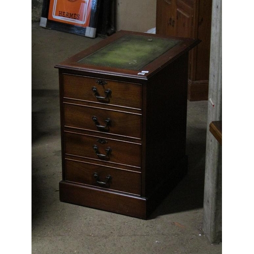 662 - REPRO MAHOGANY LEATHER TOP FILING CABINET