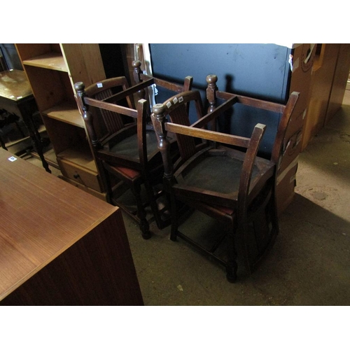 765 - FOUR 1930'S OAK DINING CHAIRS