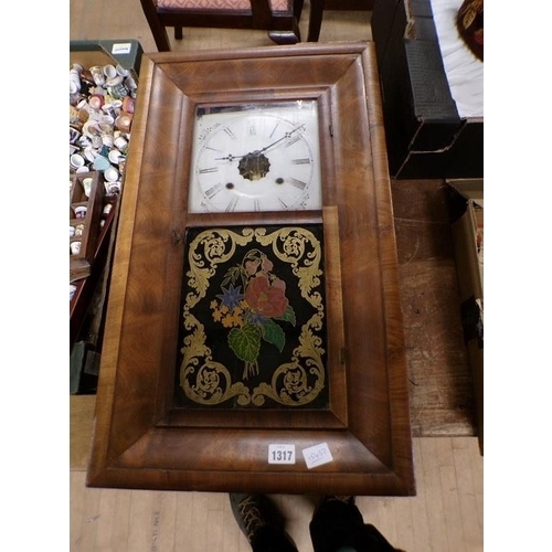 1317 - LATE VICTORIAN WALNUT CASED WALL CLOCK - FOR RESTORATION, 65CM H