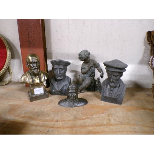 121 - COLLECTION OF VICTORIAN SPELTER FIGURES, BUST