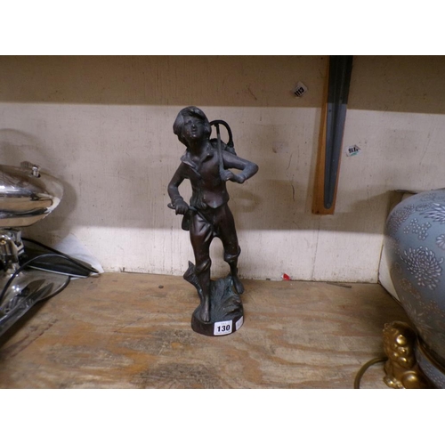 130 - PATINATED BRONZED FIGURE OF A YOUNG LABOURER