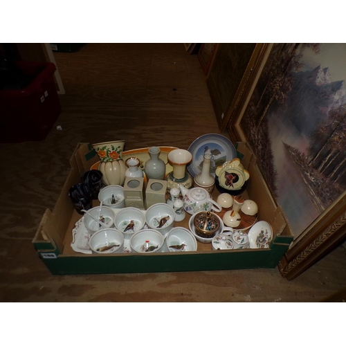 189 - BOX OF MIXED CERAMICS, TEAWARES, COPENHAGEN PLATE ETC