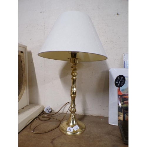 43 - BRASS TABLE LAMP AND SHADE