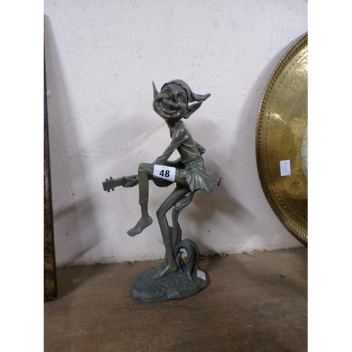 48 - BRONZED FIGURE OF A PIXIE WITH GUITAR
