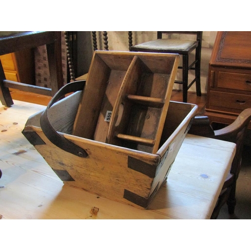 555 - WOODEN TRUG AND A CUTLERY TRAY