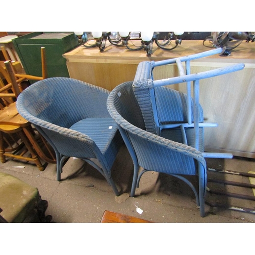 561 - TWO LLOYD LOOM CHAIRS AND A STOOL