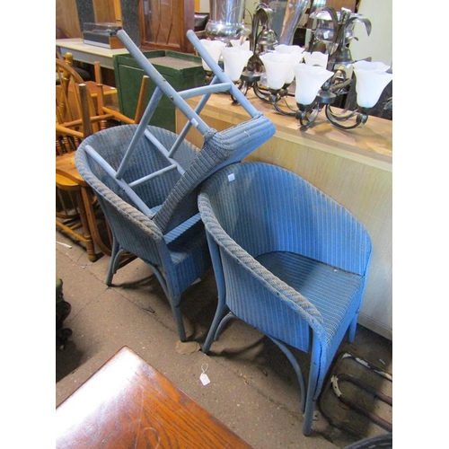 561 - TWO LLOYD LOOM CHAIRS AND A STOOL