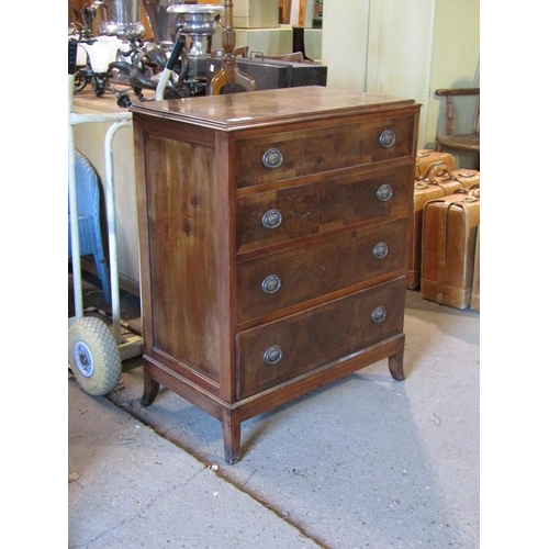 563 - WALNUT VENEERED FOUR DRAWER CHEST