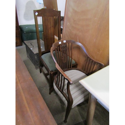 573 - EDWARDIAN TUB CHAIR AND A SINGLE CHAIR