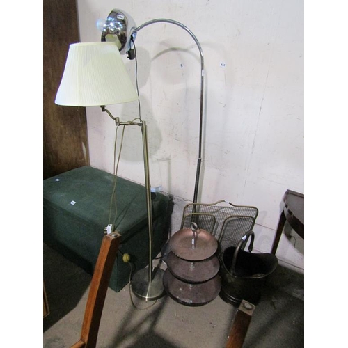 586 - LAMPS, COAL SCUTTLE, FIRE SCREEN ETC