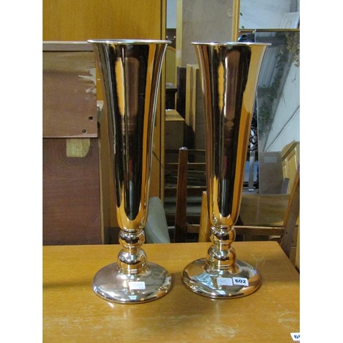 602 - TWO BRASS VASES