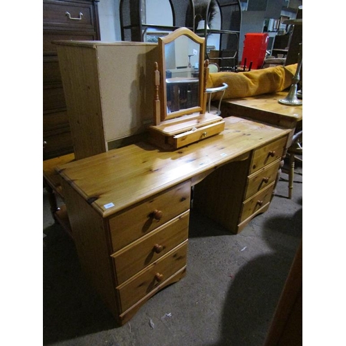 628 - PINE DRESSING TABLE AND A SWING MIRROR