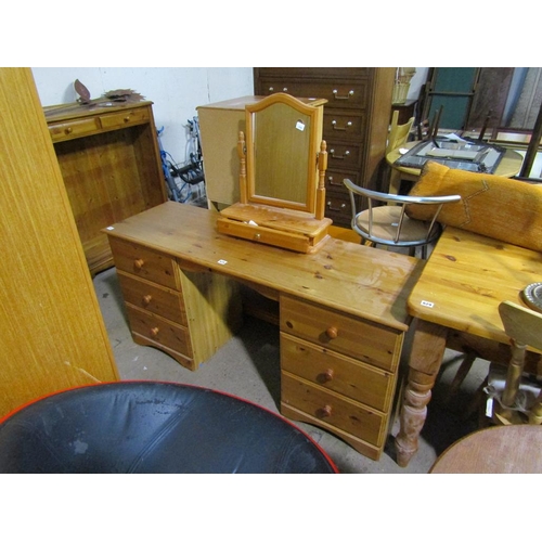 628 - PINE DRESSING TABLE AND A SWING MIRROR