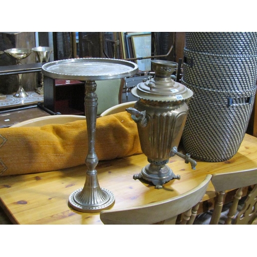 630 - OCCASIONAL TABLE AND A BRASS SAMOVAR