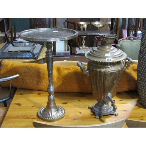 630 - OCCASIONAL TABLE AND A BRASS SAMOVAR