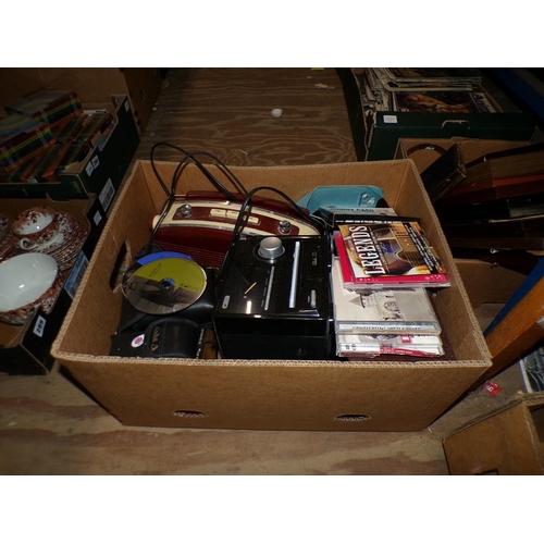 288 - BOX TO INCL RADIOS, CD'S, STEREO EQUIPMENT ETC