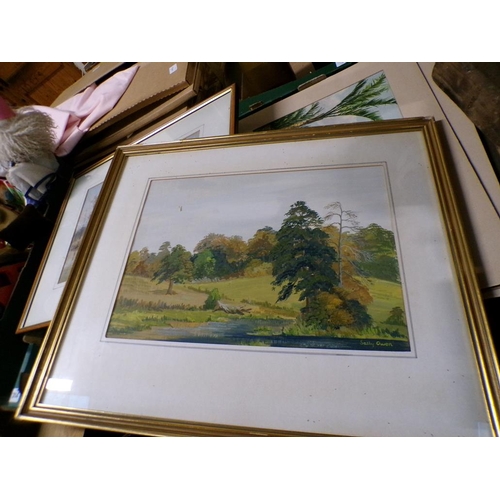 315 - QTY OF FRAMED PASTELS AND WATERCOLOURS