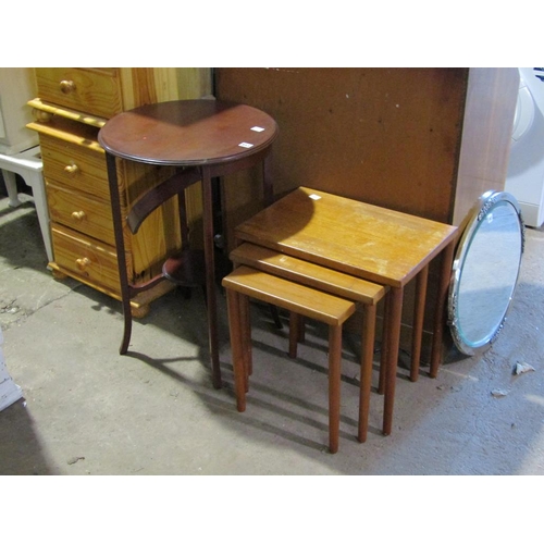 853 - NEST OF TEAK TABLES AND AN EDWARDIAN TABLE