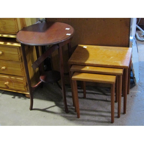 853 - NEST OF TEAK TABLES AND AN EDWARDIAN TABLE