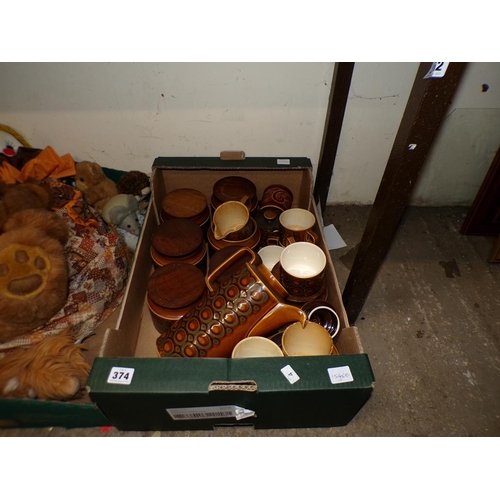 374 - HORNSEY BRONTE TEA WARES AND STORAGE JARS