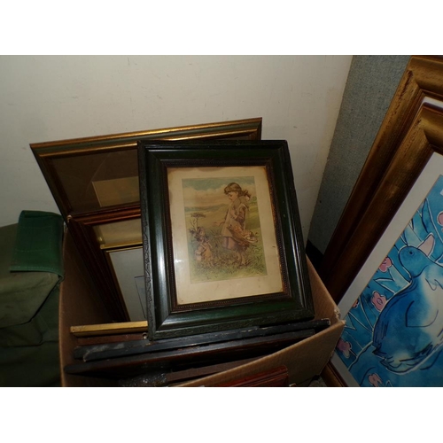 394 - BOX OF MIXED PICTURES AND PRINTS