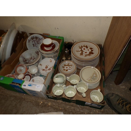 396 - TWO BOXES OF MISC TO INCL TABLEWARES, TEAWARES ETC