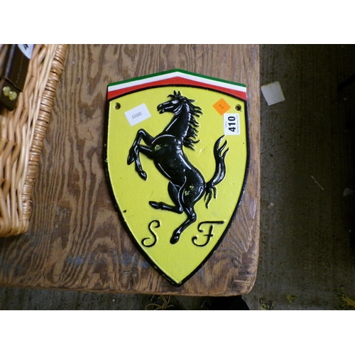 410 - REPLICA CAST IRON FERRARI SIGN