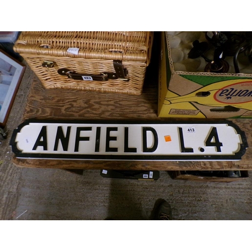 413 - REPLICA WOODEN ANFIELD SIGN